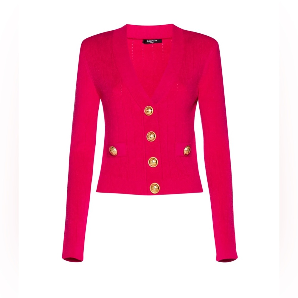 Balmain
Balmain Button Embellished Ribbed Cardigan